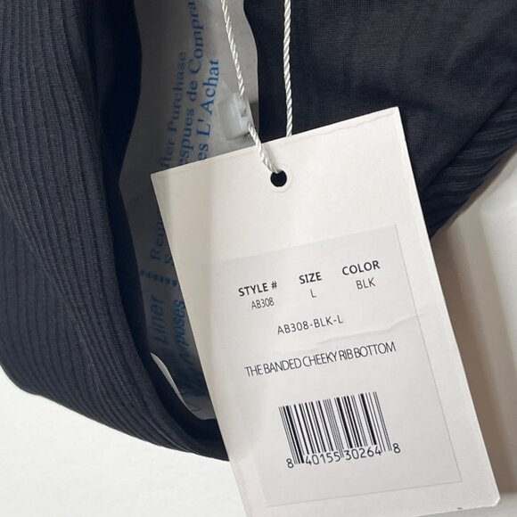 Andie Ribbed Banded Cheeky Bikini Bottom Women’s Size L Black Swim NWT - Picture 5 of 6